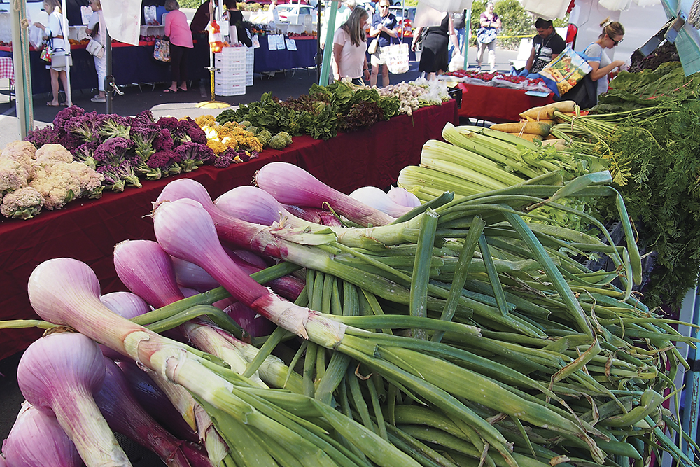image of bright green and purple vegetables at Napa Farmers Market