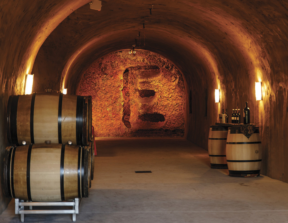 interior of wine cave at Tom Eddy Winery