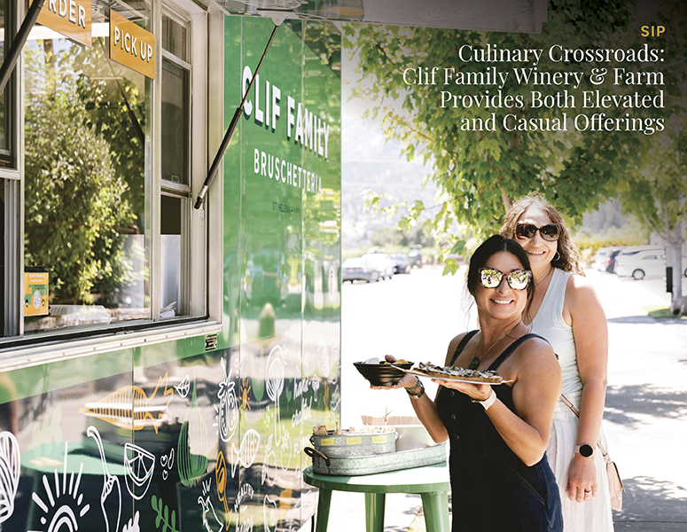 2 women at window of Clif Family food truck