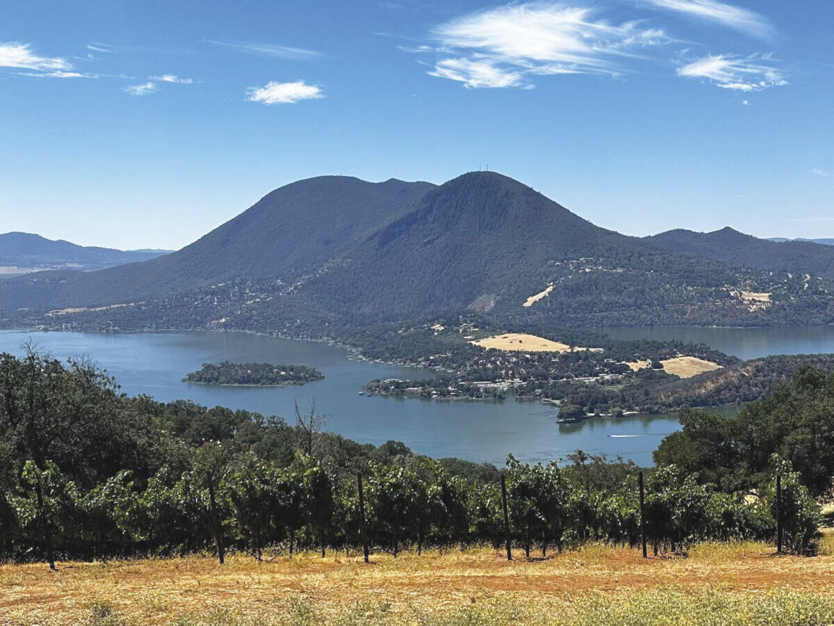 view of Mount Konocti in Lake County with blue skies