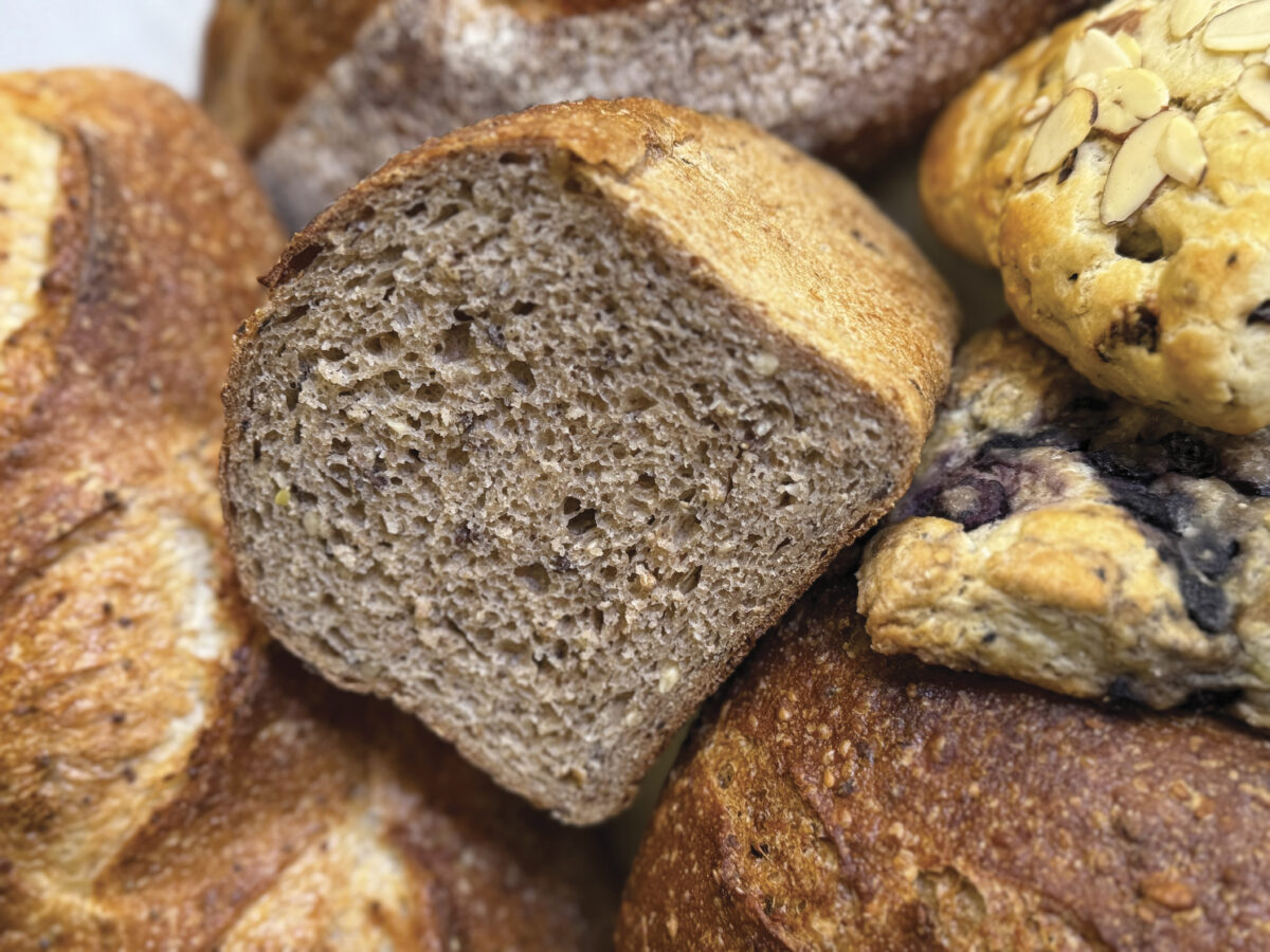 a stack of baked goods 